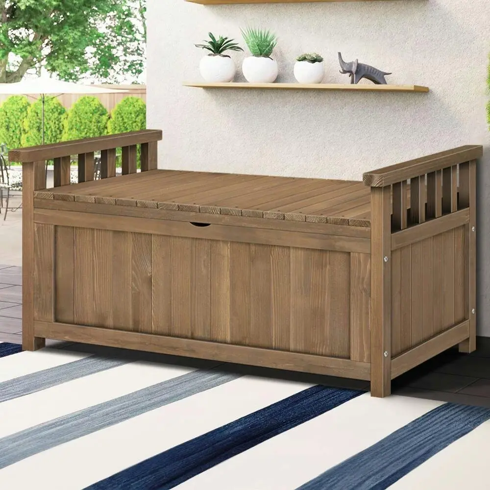 Alfordson Outdoor Storage Box Wooden Bench Chest Brown L - Outdoor Storage Boxes - Up to 60% off