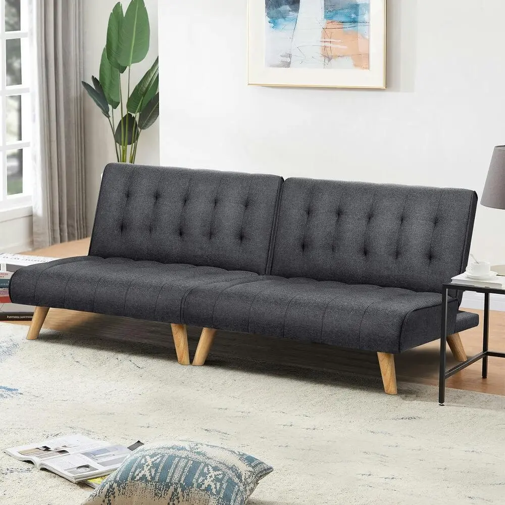 Alfordson 2x Sofa Bed Lounge Chair Single Seater Fabric Grey - Furniture