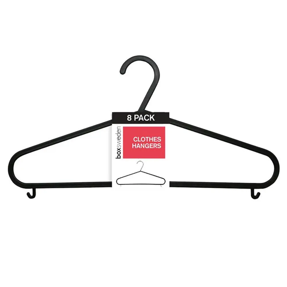 8pc Boxsweden Clothes Hangers Wardrobe Closet Clothing Hanger Organiser Black - Home & Garden