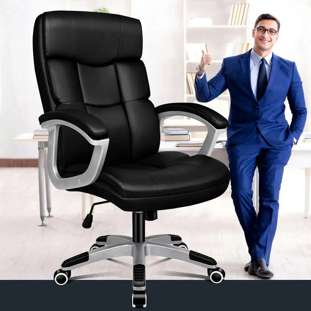 Alfordson Office Chair Executive PU Leather Black - Furniture