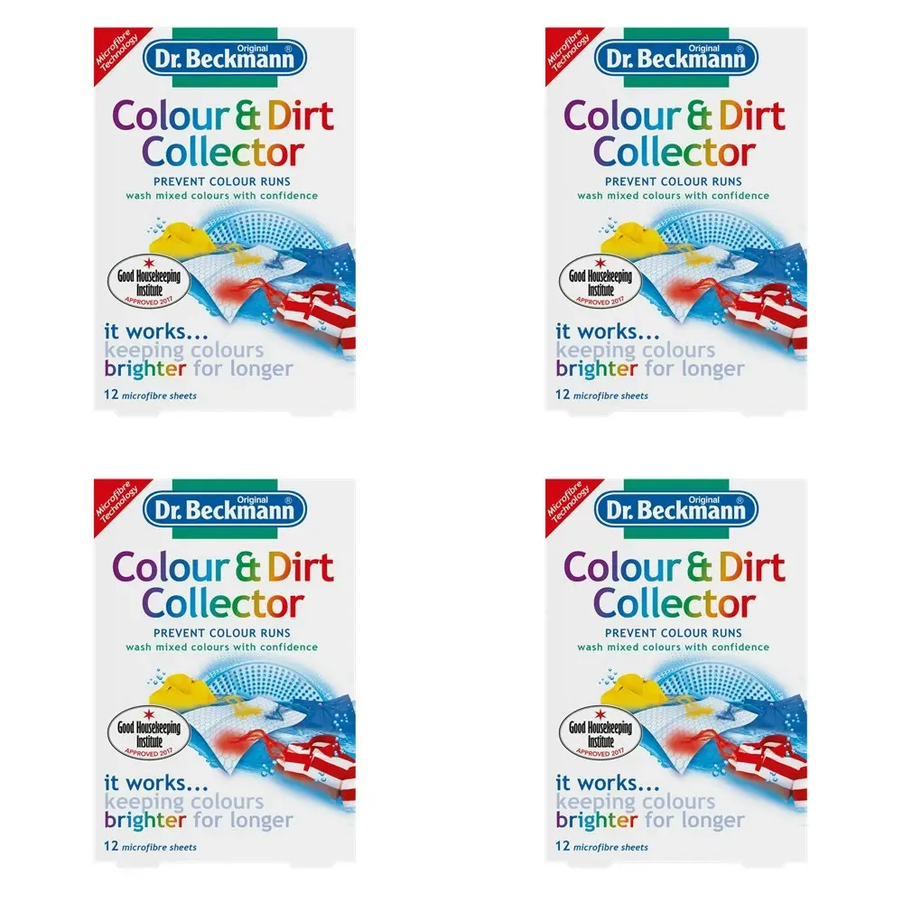 4x 12pc Dr Beckmann Colour & Dirt Collector Protection Clothes Laundry Sheet - Home & Garden