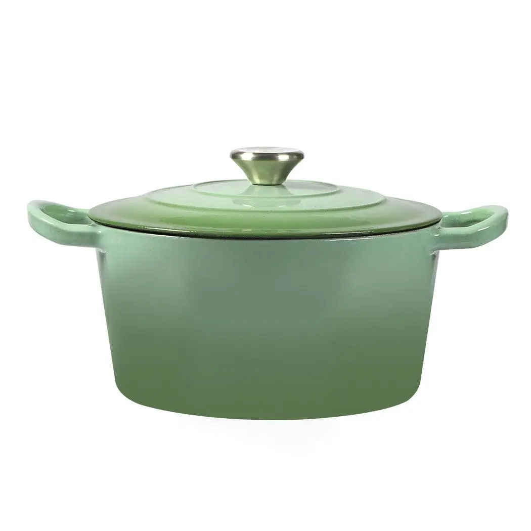 Toque Cast Iron Dutch Oven Frying Pan Enamel Casserole Pot with Lid 4L Green - Home & Garden