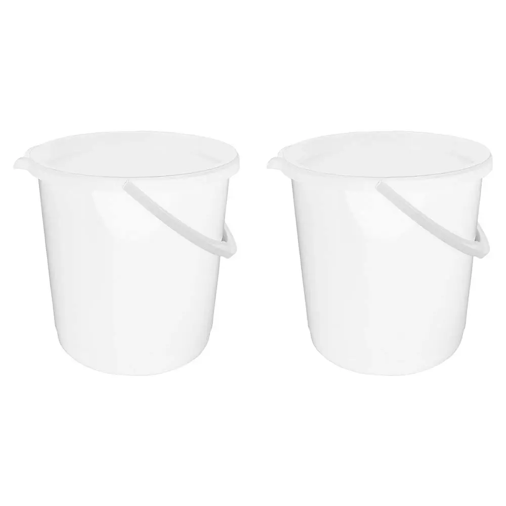 2x Home Leisure Bucket W/Lid 11L White Laundry Cleaning Home Organisation - Home & Garden