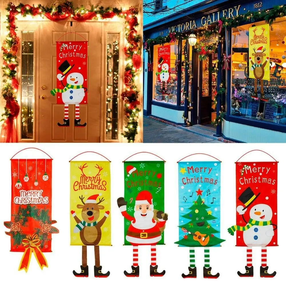 Christmas Hanging Flag Christmas Porch Sign Christmas Banners Window Wall Door Hanging - Home & Garden