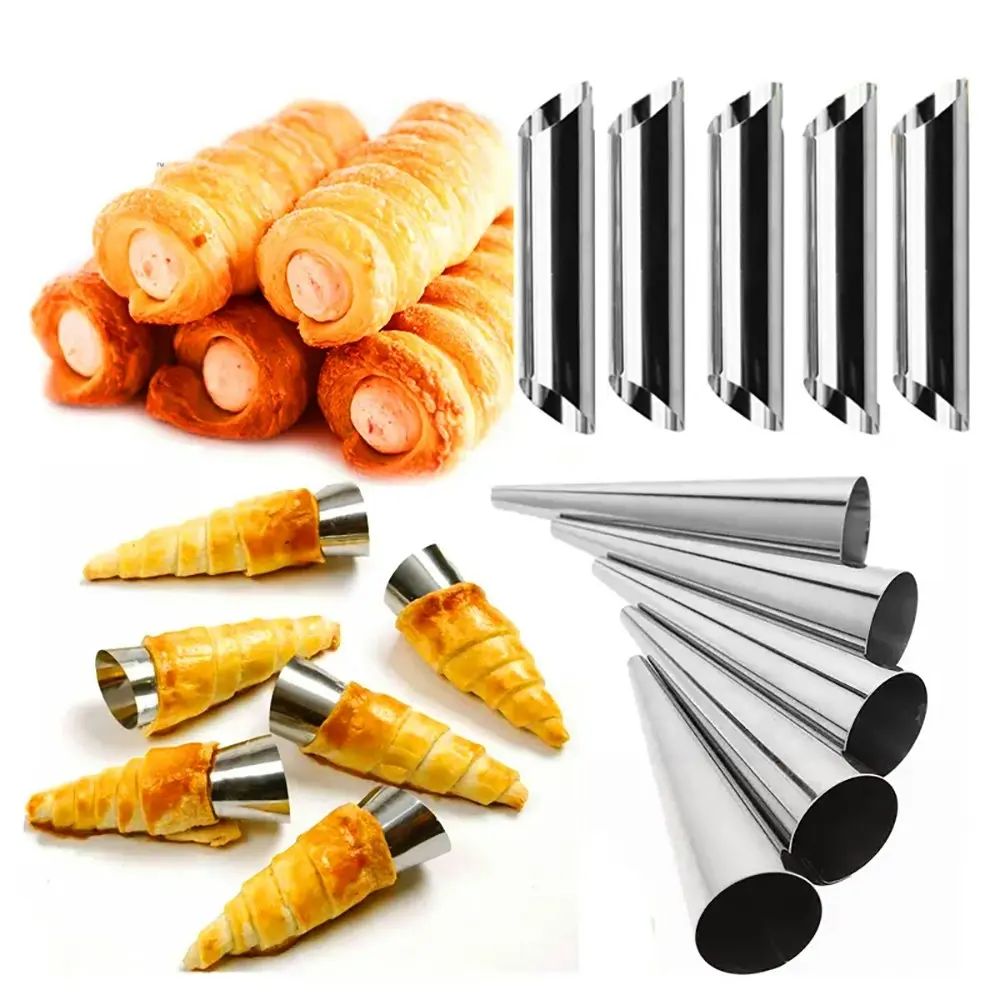 20pcs Kitchen Stainless Steel Baking Cones Horn Pastry Roll Cake Mold - Home & Garden