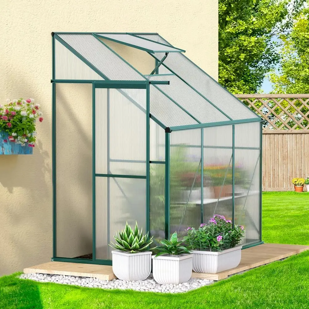 Alfordson Greenhouse 1.9x1.3M Lean-to Aluminium Polycarbonate Garden Storage Shed