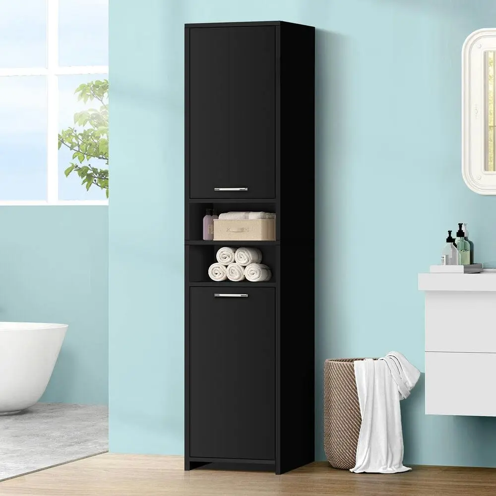 Alfordson Tall Cabinet Bathroom Shelf Black - Furniture