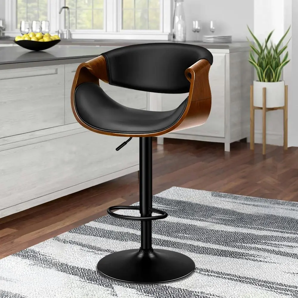 Alfordson 1x Bar Stool Kitchen Swivel Chair Wooden Leather Gas Lift Trice - Shop Dining Chairs & Bar Stools