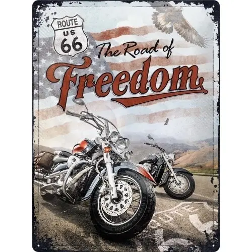 Nostalgic Art Route 66 Freedom 30x40cm Large Metal Sign Home Wall Hanging Decor - Home & Garden