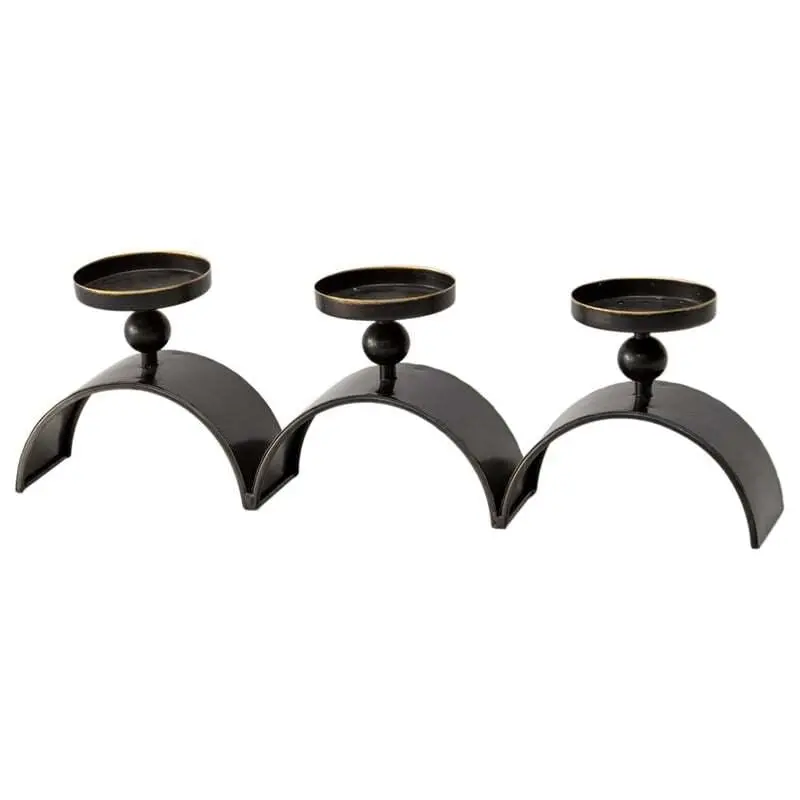 Willow & Silk Metal 47cm Copper 3 Arch Pillar Candle Holder - Home & Garden