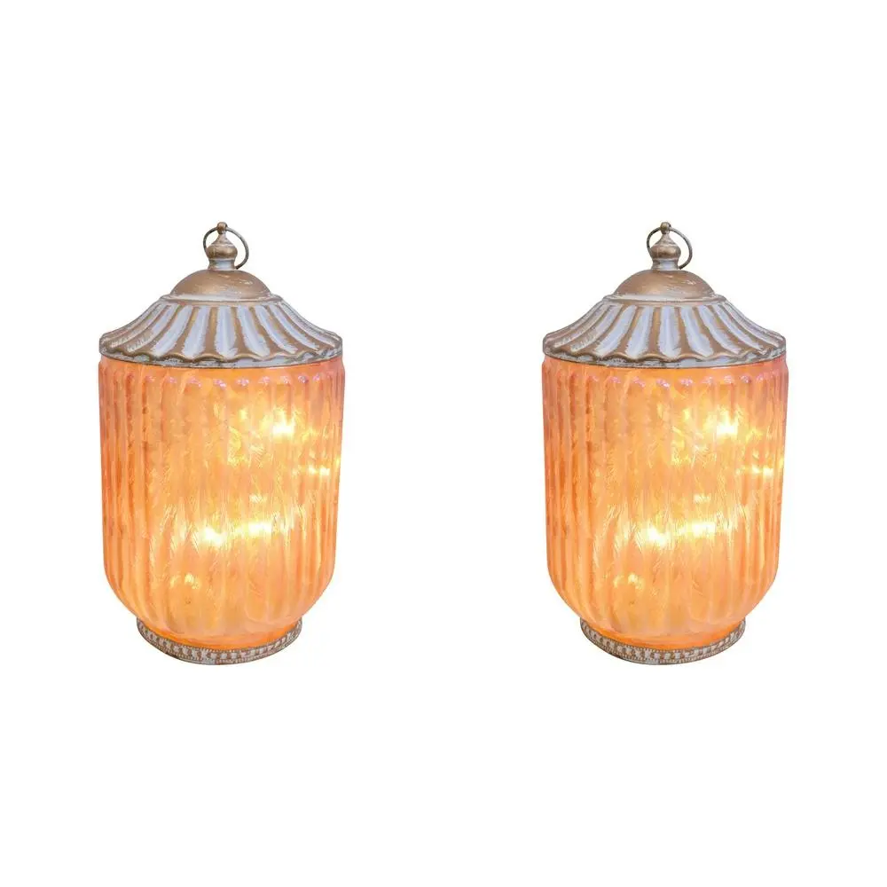 2x LVD Lantern LED Large Vasey Decorative Lighting Tabletop 19cm Home Decor - Home & Garden