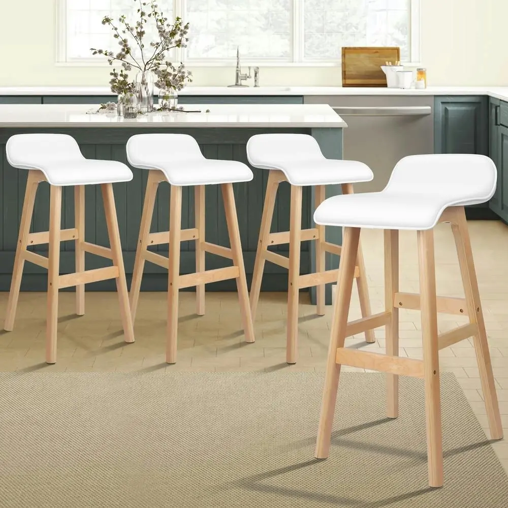 Alfordson Bar Stools Wooden White X4 - Furniture