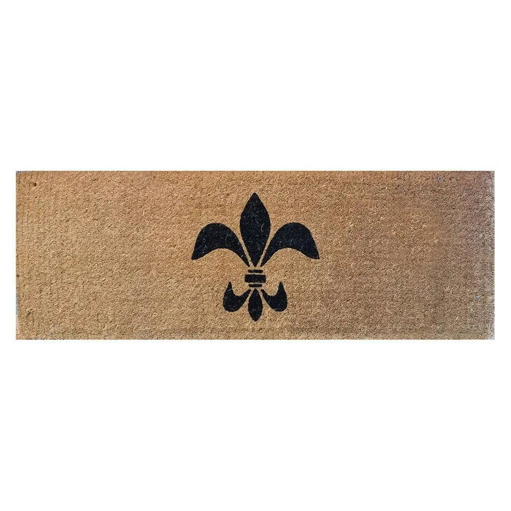 Solemate Cr Fleur de Lis Mat Eco Friendly 39x119cm Coconut Coir Natural & Black - Home & Garden
