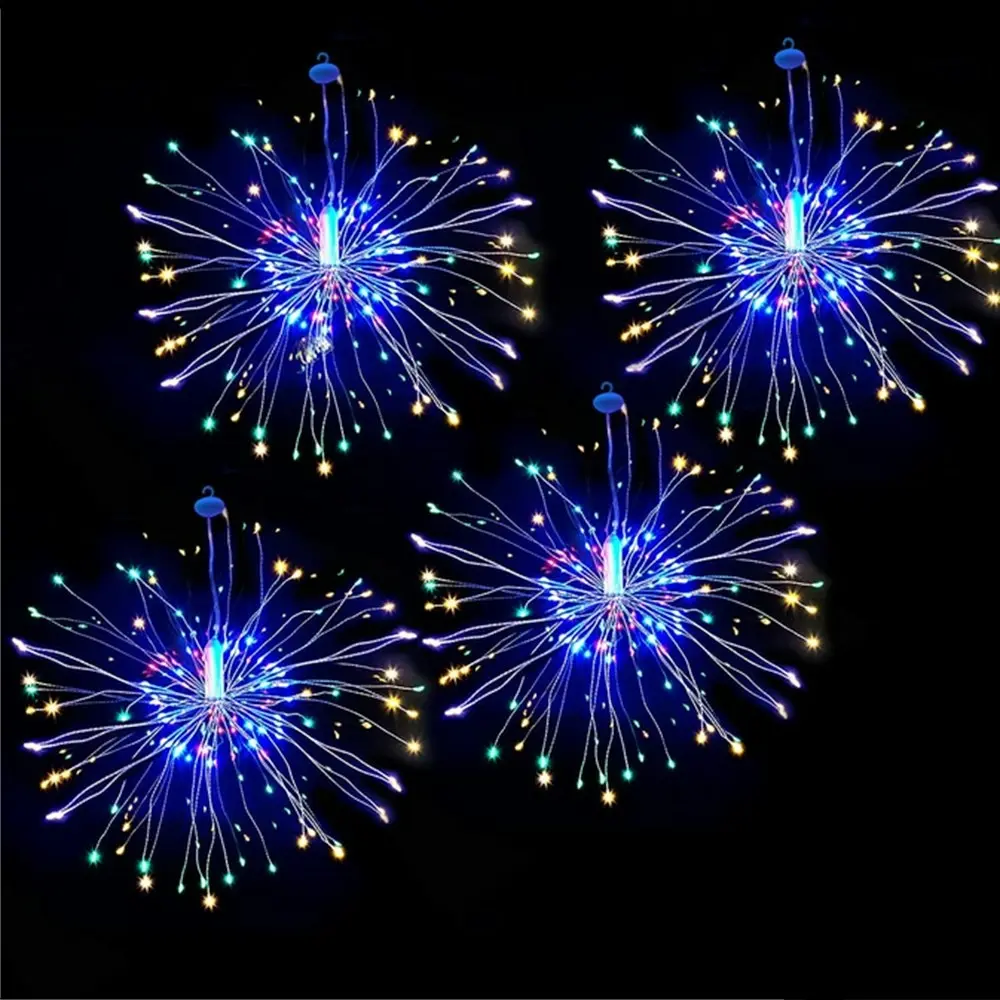 4 Pack solar powered 200 LED Fireworks Hanging LED String Lights for Xmas - Home & Garden
