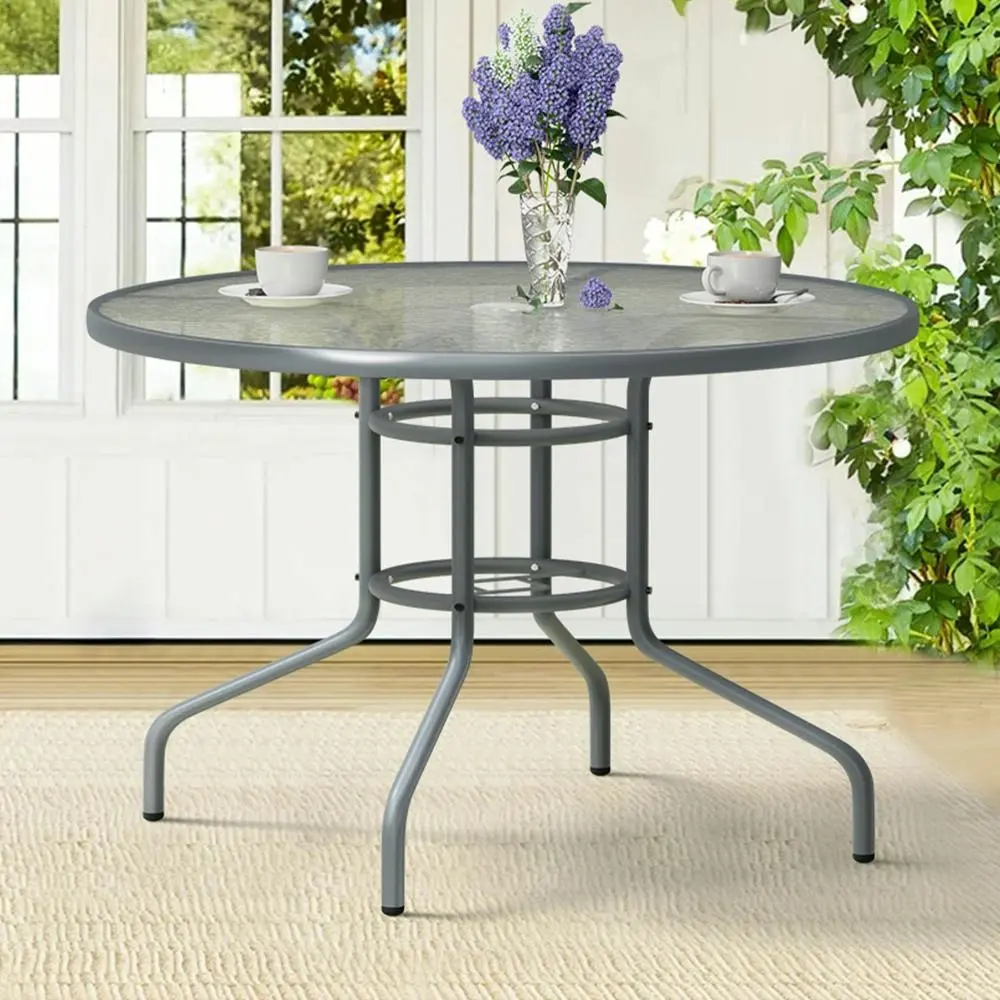 Alfordson Patio Dining Table Round 90CM Grey - Furniture