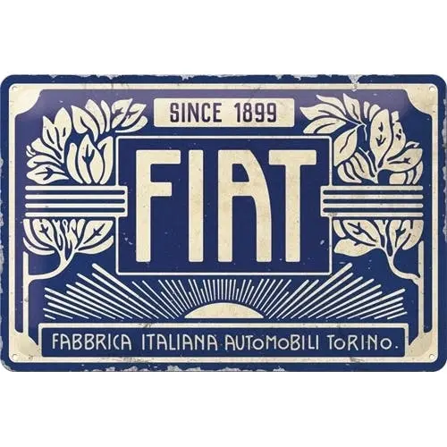 Nostalgic Art Fiat Since 1899 20x30cm Medium Metal Sign Home Wall Hanging Decor - Home & Garden