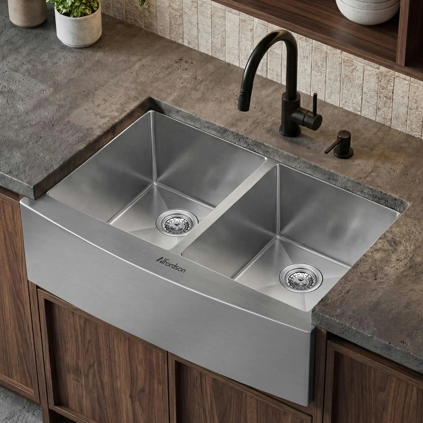Alfordson Kitchen Sink Basin Stainless Steel Under Mount Double Bowl 810X500MM - Hardware
