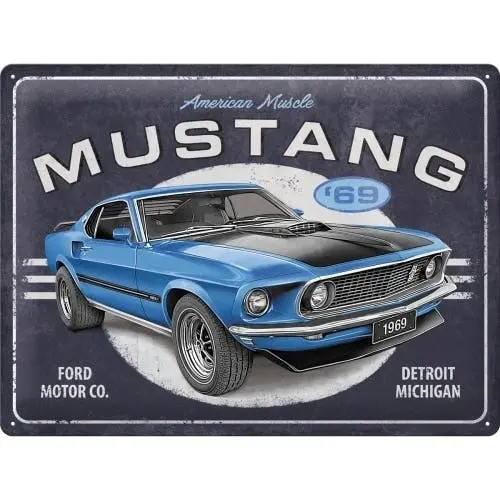 Nostalgic Art Ford Mustang 1969 Mach 1 Blue Special Edition 30x40cm Large Sign - Home & Garden