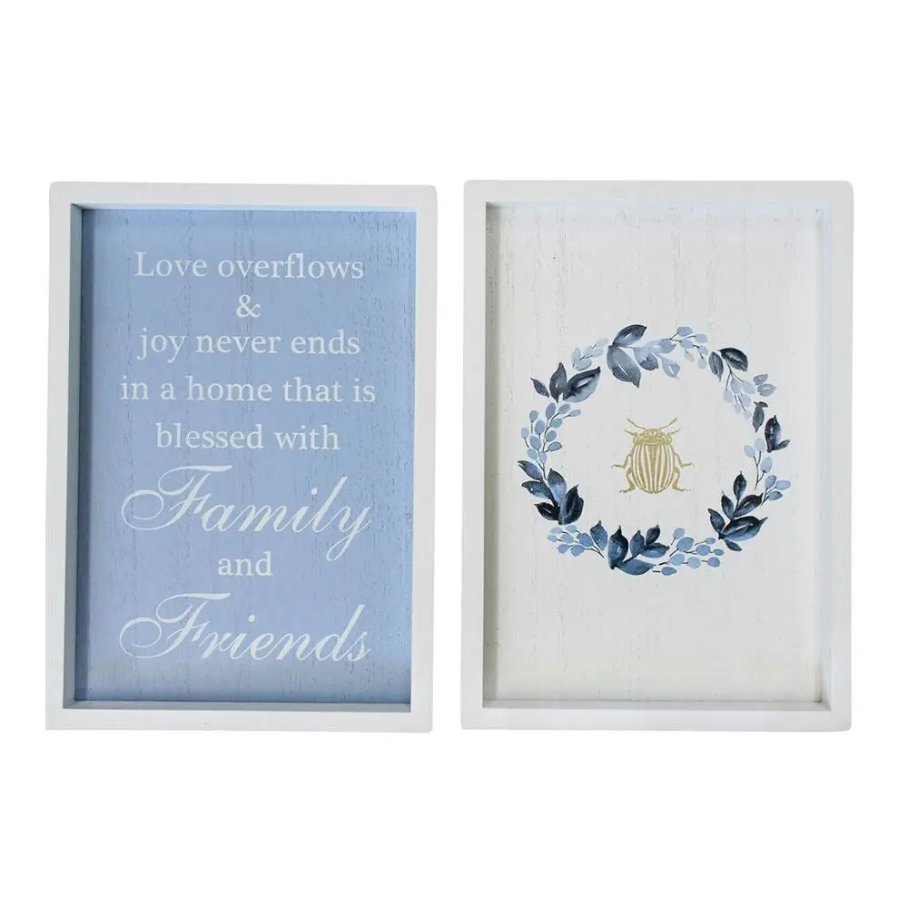 2PK Family Gold Beetle 28cm MDF Wall Hanging Sign Set Home/Office Room Decor - Home & Garden