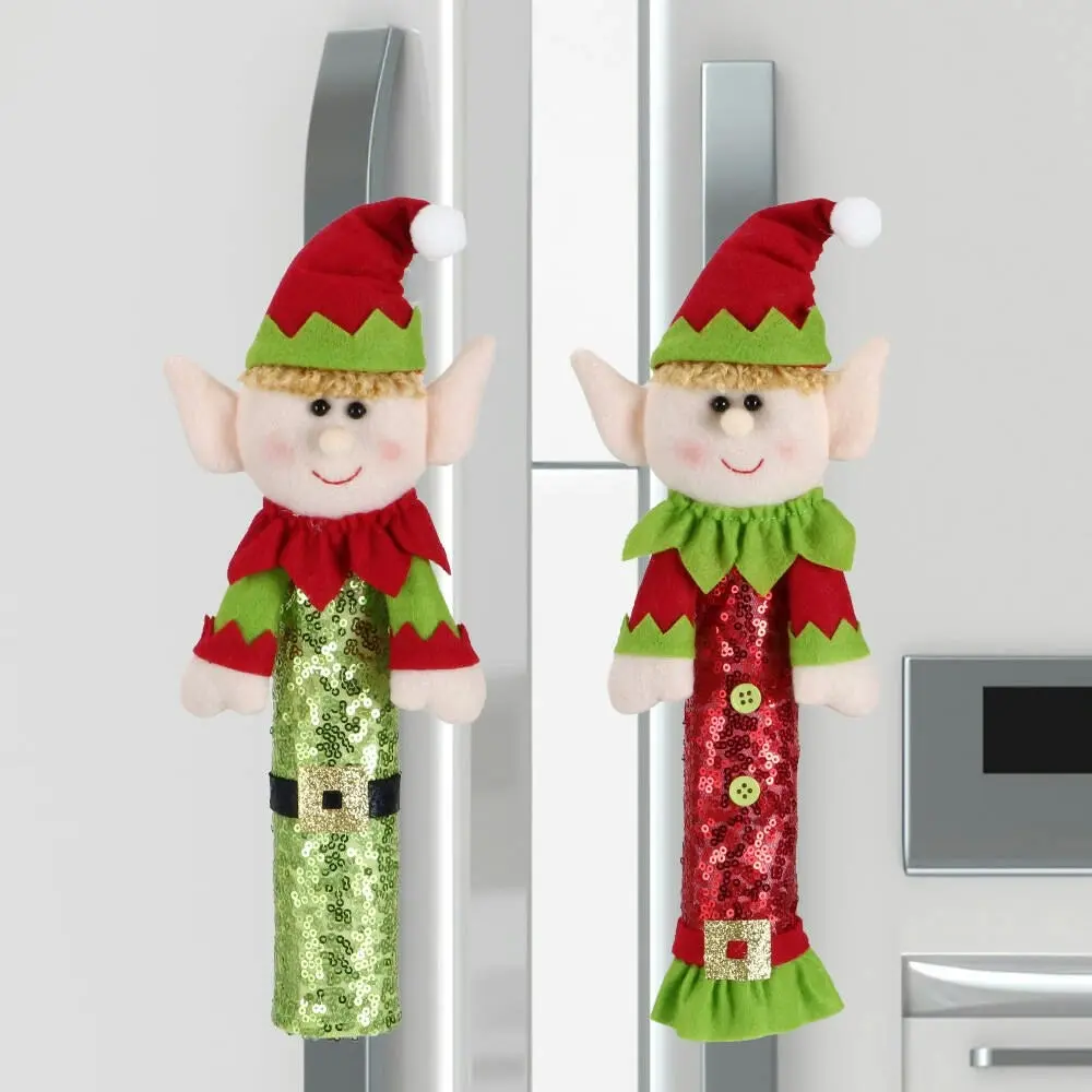 2Pcs Christmas Elf Refrigerator Handle Covers Cute Elf Door Handle Covers Decor - Home & Garden