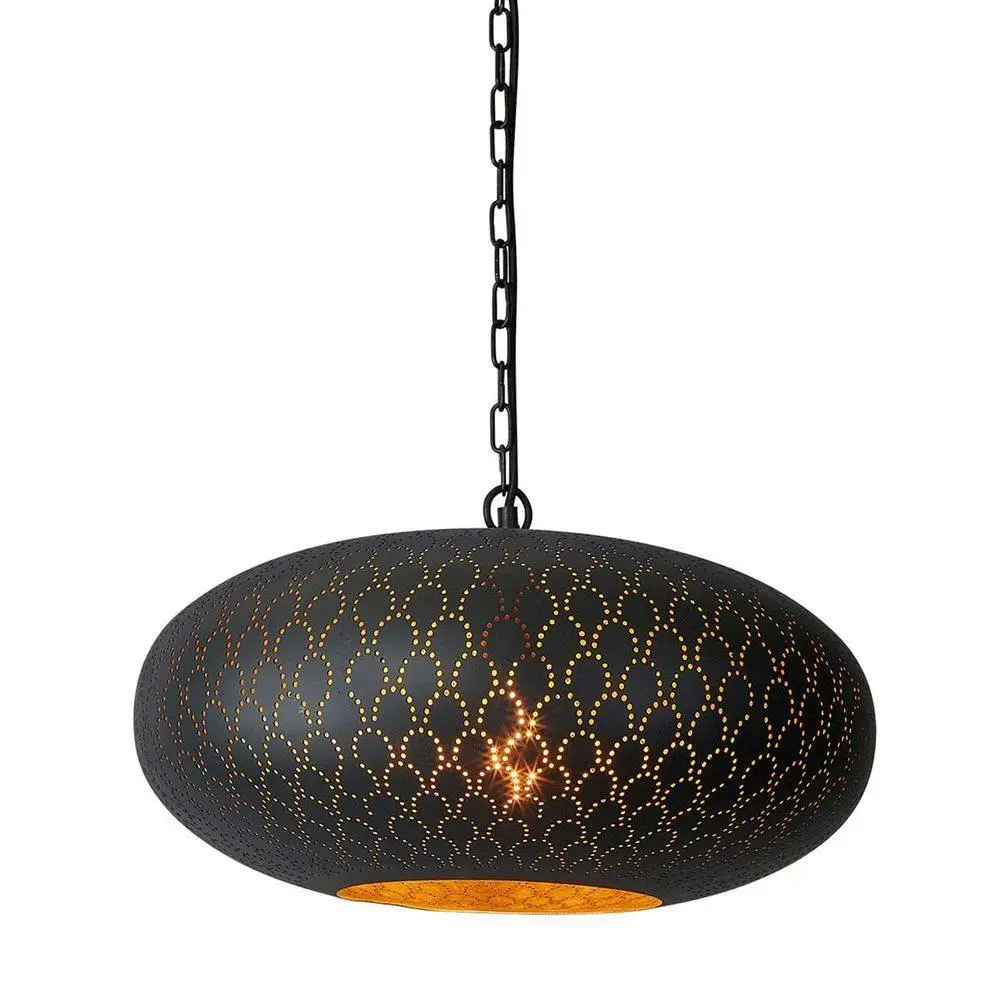 Belle Viper Metal Ceiling Pendant Light 45cm Hanging Lamp Home Room Decor Black - Home & Garden