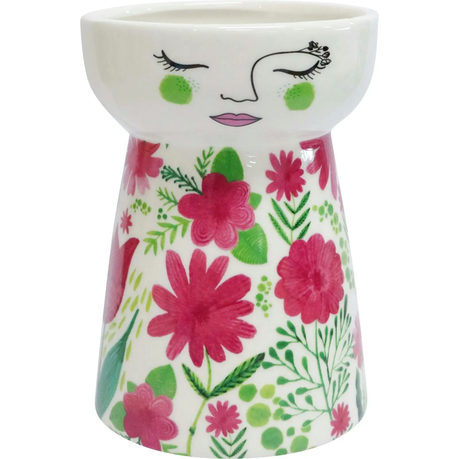 LVD Ceramic Doll Vase Pot Home Tabletop Decorative Display 11.5cm Springtime - Home & Garden