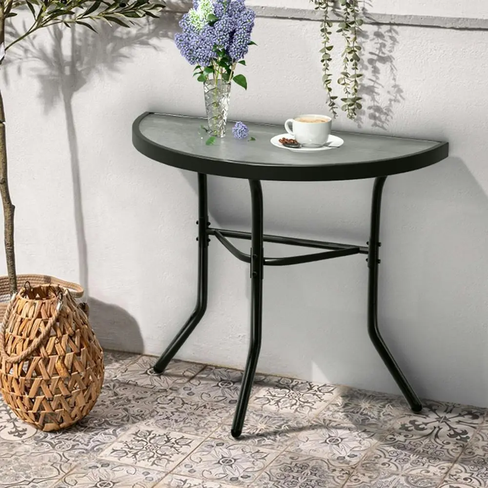Alfordson Patio Side Coffee Table Garden Metal Black - Furniture