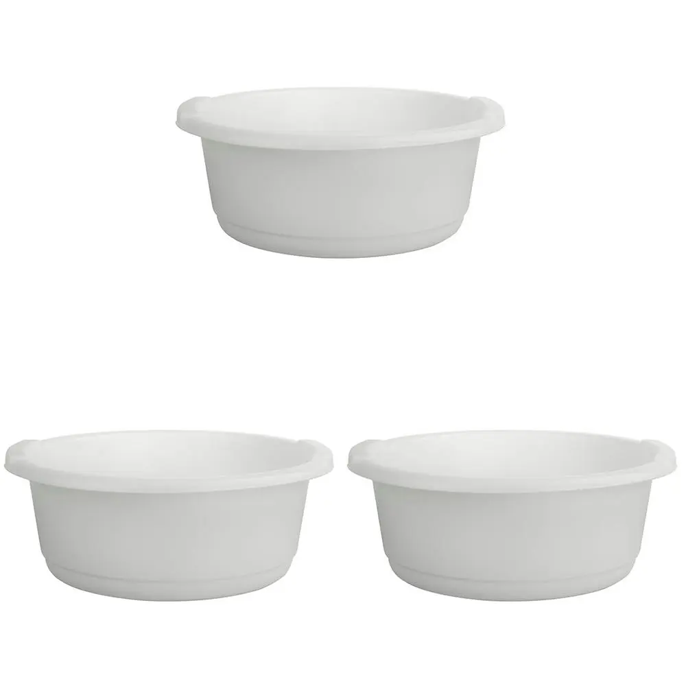 3x Home Leisure Basin Round 6L White Colour Laundry Floor Cleaning Home Set - Home & Garden