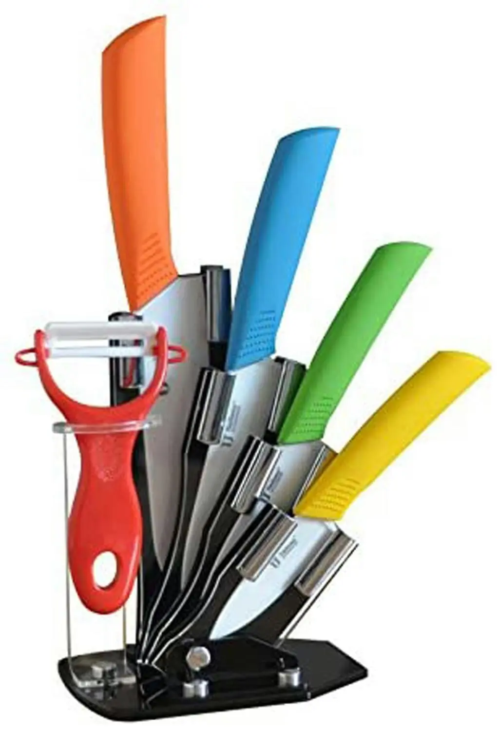 TODO 5 Pc Ceramic Knife + Peeler Set W/ Knive Stand Nano Zirconia Anti Bacterial Colour - Home & Garden
