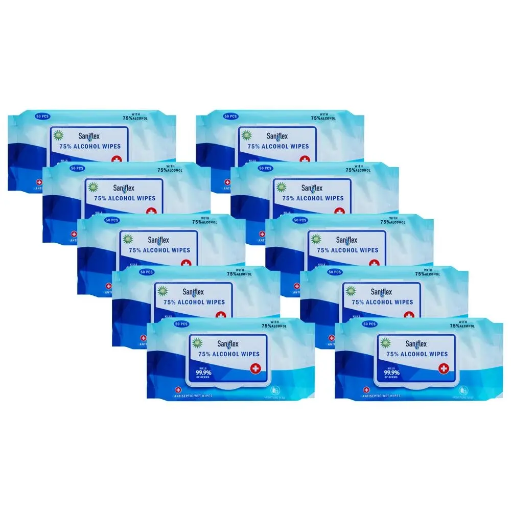 500pc Saniflex 75% Alcohol Antibacterial Surface Wipes Home Kitchen cleaning - Home & Garden
