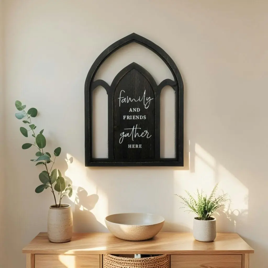 Willow & Silk 60cm Black Arch "Family & Friends" Plaque Sign Wall Art - Home & Garden