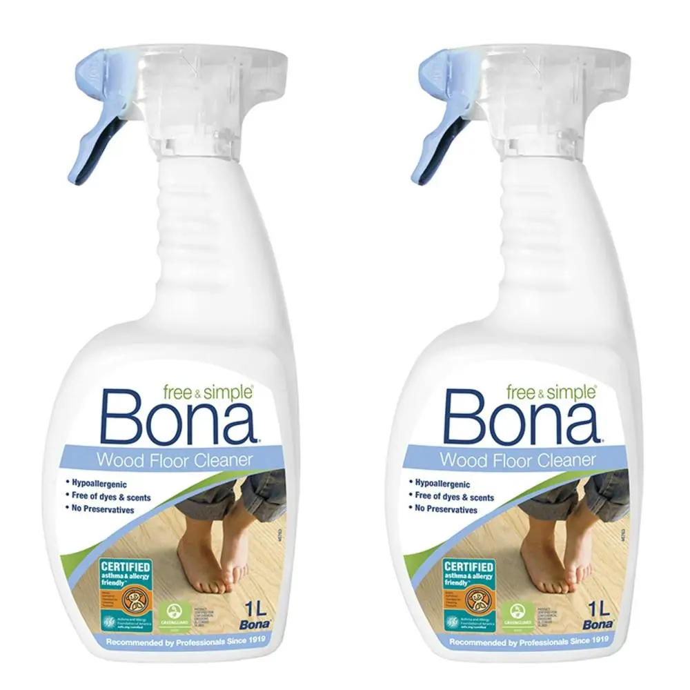 2x Bona 1L Hypoallergenic Wood/Timber Floor Cleaner Spray Maintenance/Cleaning - Home & Garden
