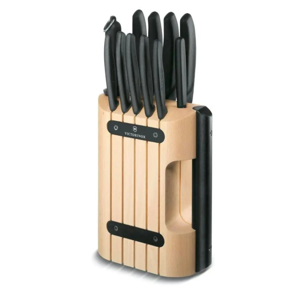Victorinox 11 Piece Classic Cutlery Block Set | 11pc Beechwood/Black - Home & Garden