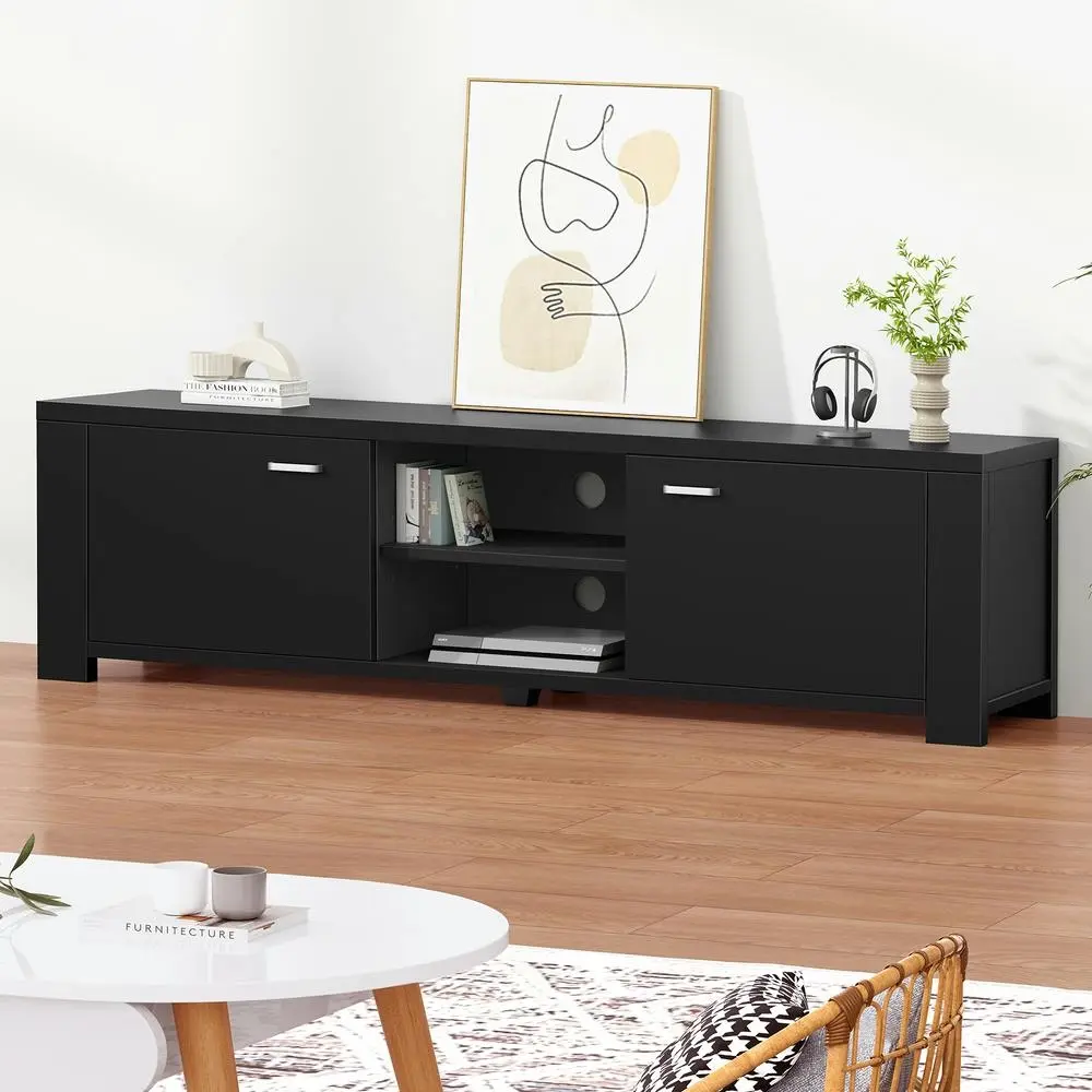 Alfordson Entertainment Unit TV Cabinet Stand 160cm Black - Furniture