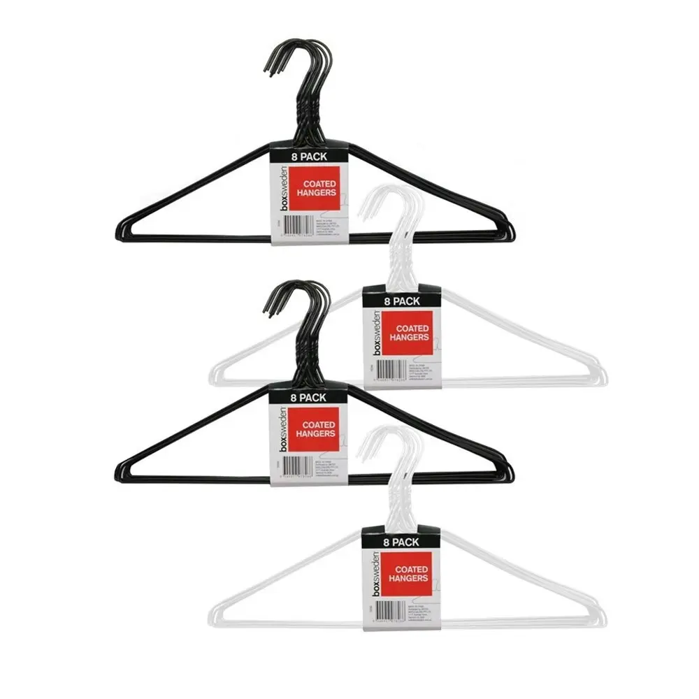 4x 8PK Boxsweden Clothes Hangers Coated Wire Clothing Closet Organiser Assorted - Home & Garden