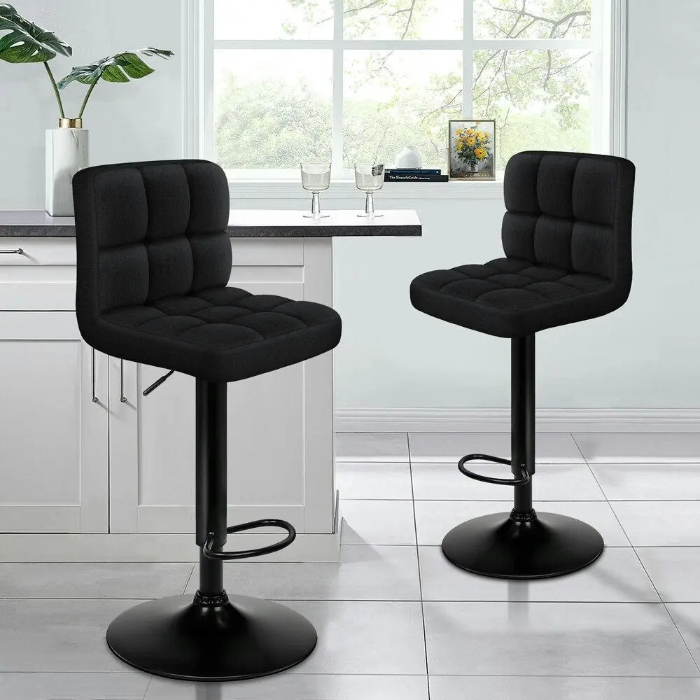 Alfordson Bar Stools L Shape Black Fabric Ralph X2 - Shop Dining Chairs & Bar Stools