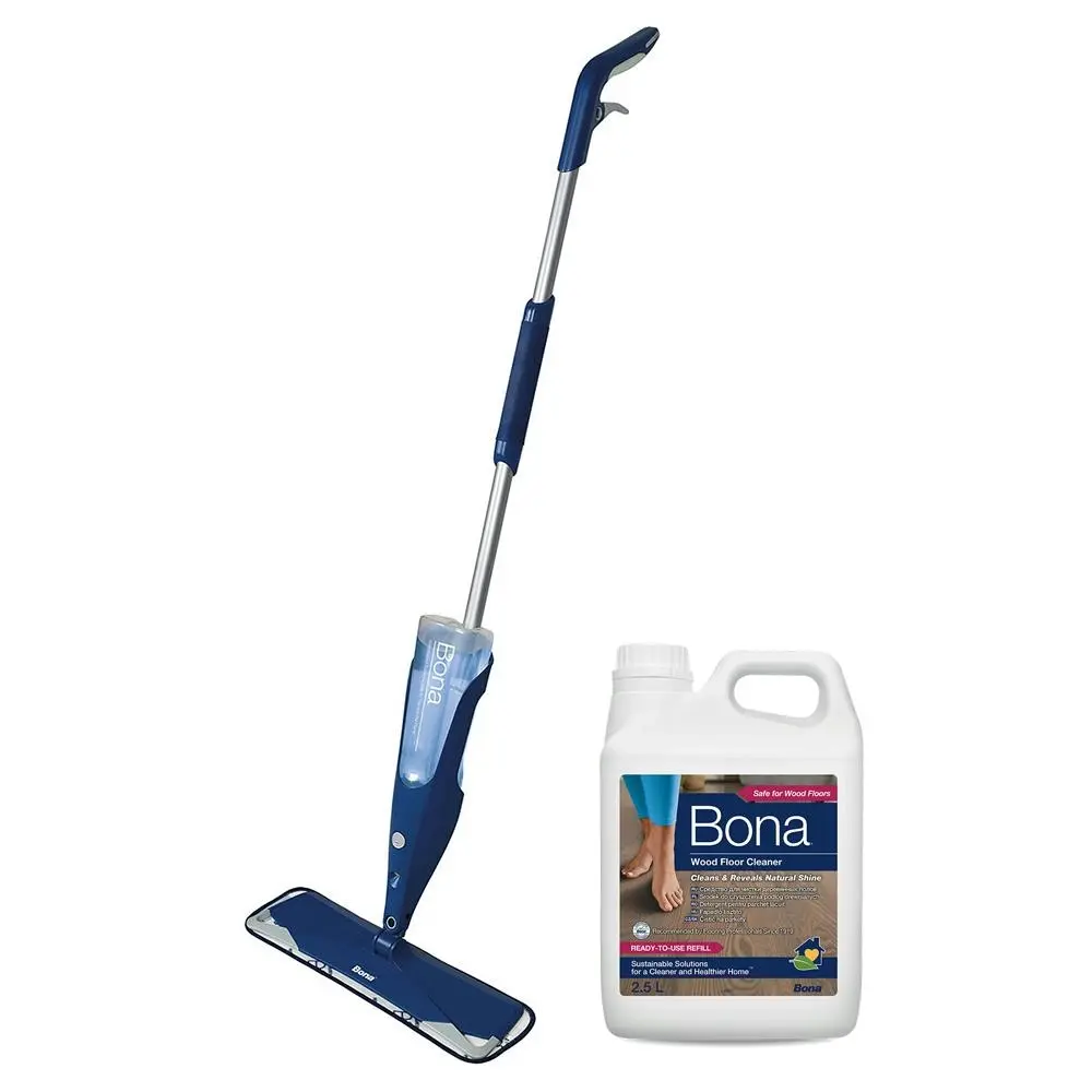 Bona Spray Mop w/ Microfibre Pad/850ml Wood Floor Cleaner Cartridge/2.5L Refill - Home & Garden