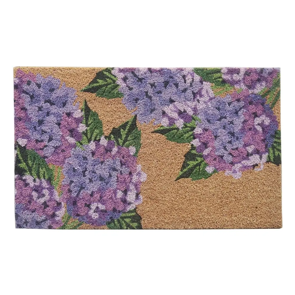 Solemate Latex Backed Coir Hydrangea 45x75cm Slim Outdoor Stylish Doormat - Home & Garden