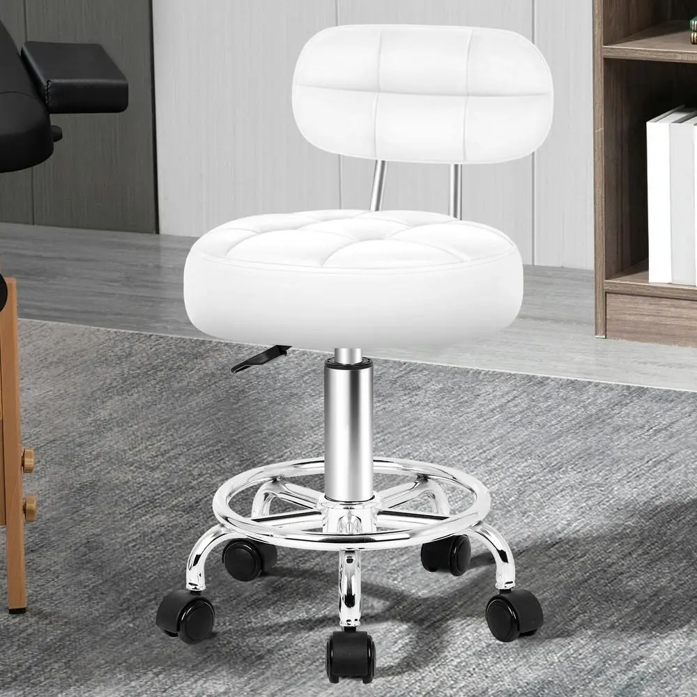 Alfordson Salon Stool Backrest Swivel Barber Hair Dress Chair Riley White - Commercial