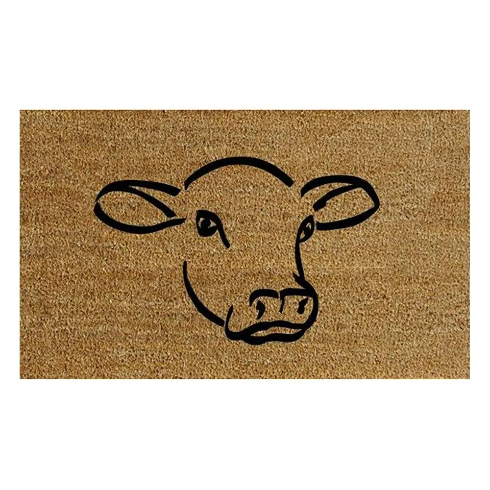 Solemate Premium Coir Cow Face Mat 50x80cm Biodegradable Coconut Natural & Black - Home & Garden