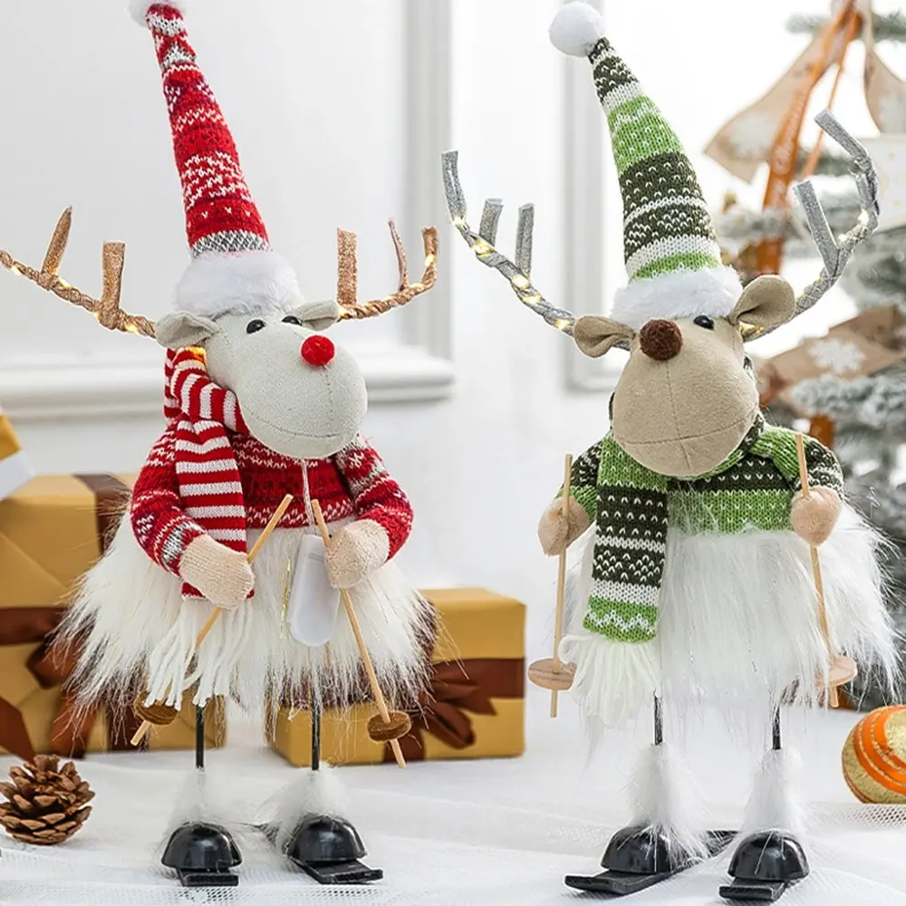 2 Pack Christmas Ski Elk Ornament Elk Standing Plush Doll Christmas Decorations - Home & Garden
