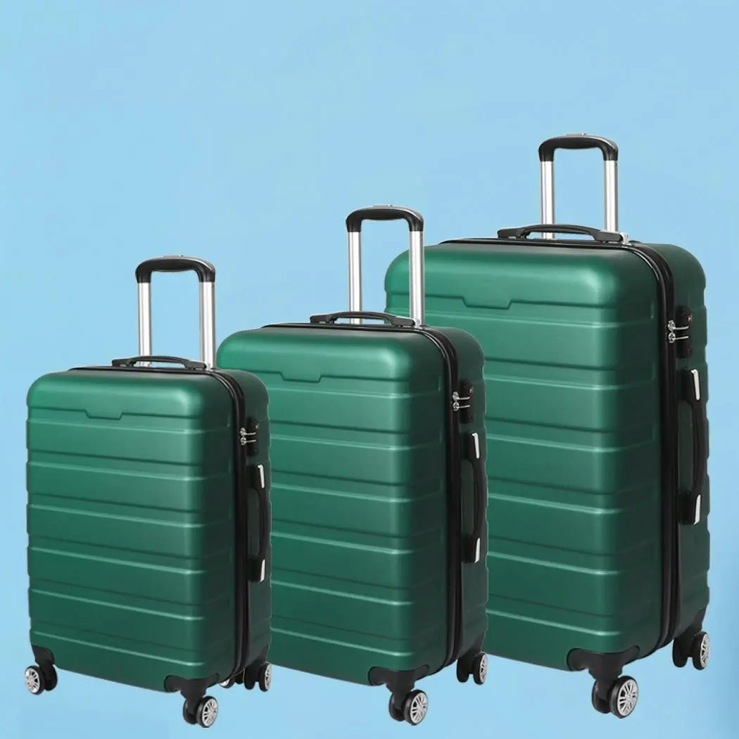 Slimbridge 3PC Luggage sets Suitcase 20" 24" 28" Set Travel TSA Hard Case Green - Fashion