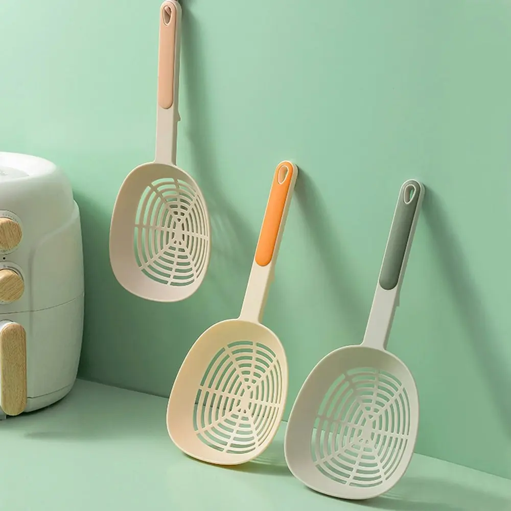 3 Pieces Strainer Scoop Colander Slotted Pasta Spoon Plastic Skimmer Spoon - Home & Garden