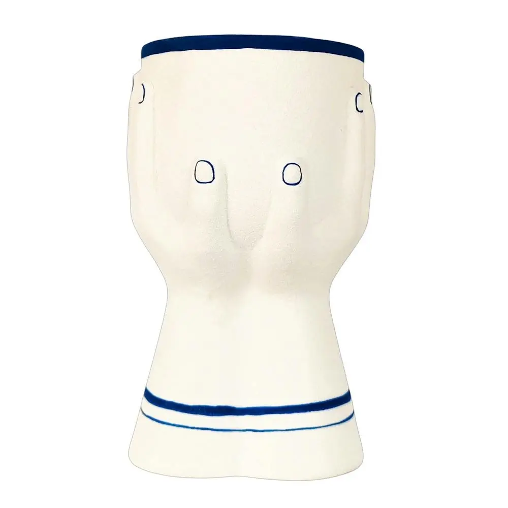 Urban Products Santorini Decorative Two Hands Home Decor Flower Vase White 19cm - Home & Garden
