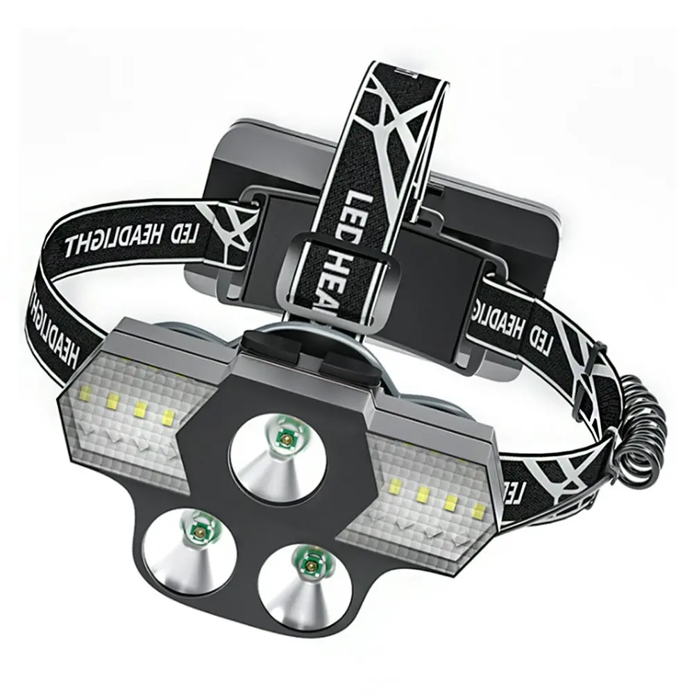 Strong light LED headlight T6 outdoor lighting headlight-black