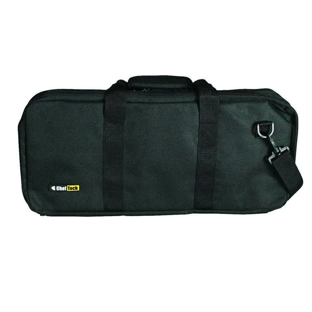 Cheftech 18 Pocket Knife Roll Storage Knives Bag w/Strap | Black - Home & Garden