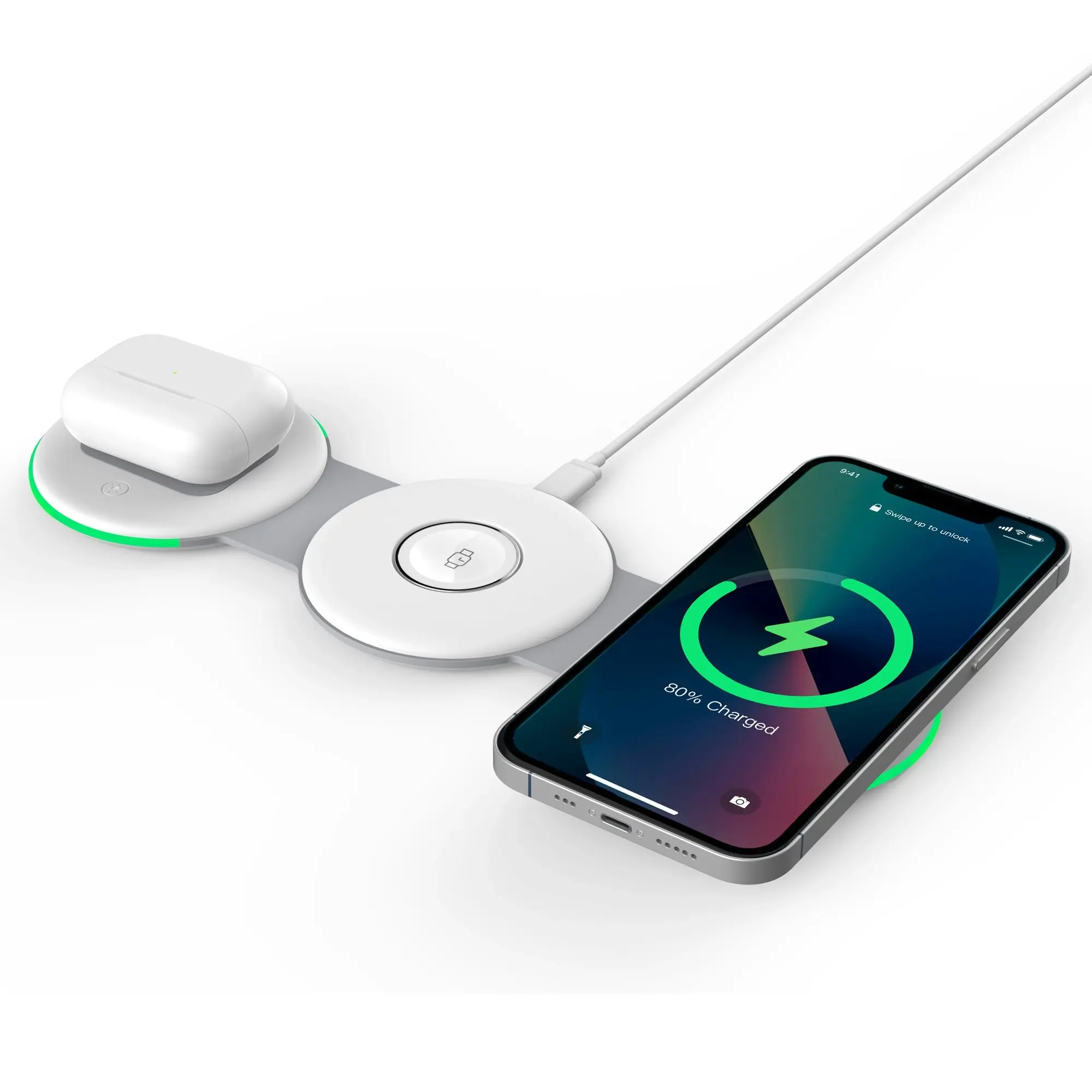 Todo 3 in 1 Wireless Phone Charger 15W Fast Charge Earphone Watch Magnetic Charge - Electronics