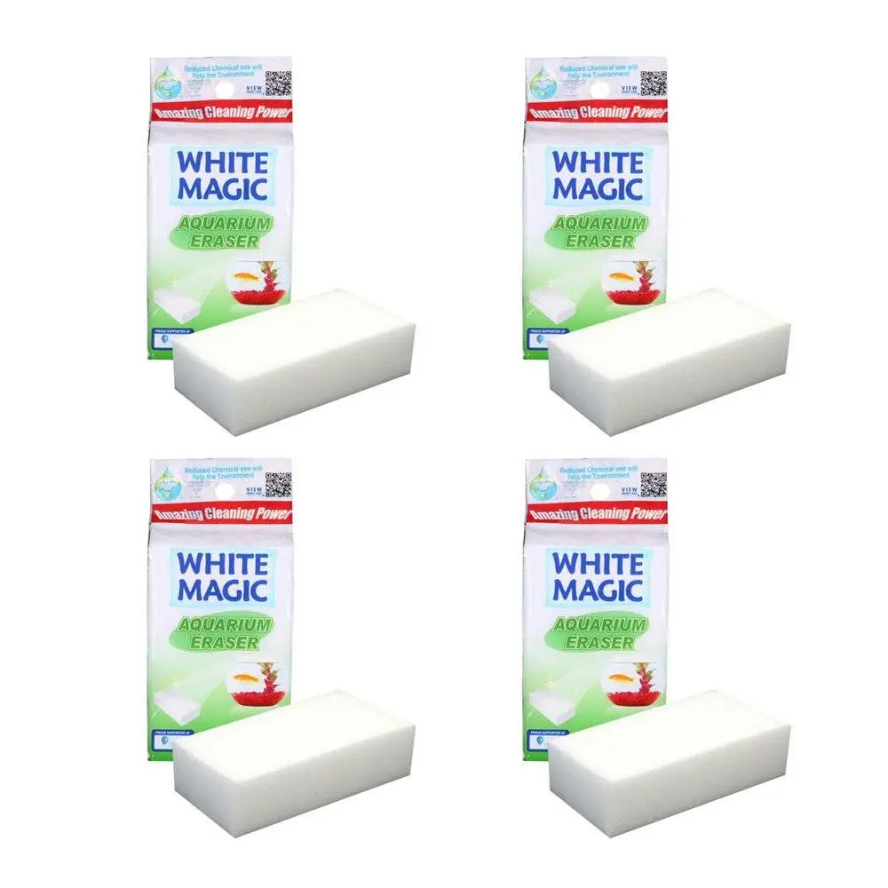 4x White Magic Aquarium Eraser Sponge Glass/Acrylic Fish Tank/Terrariums Cleaner - Home & Garden