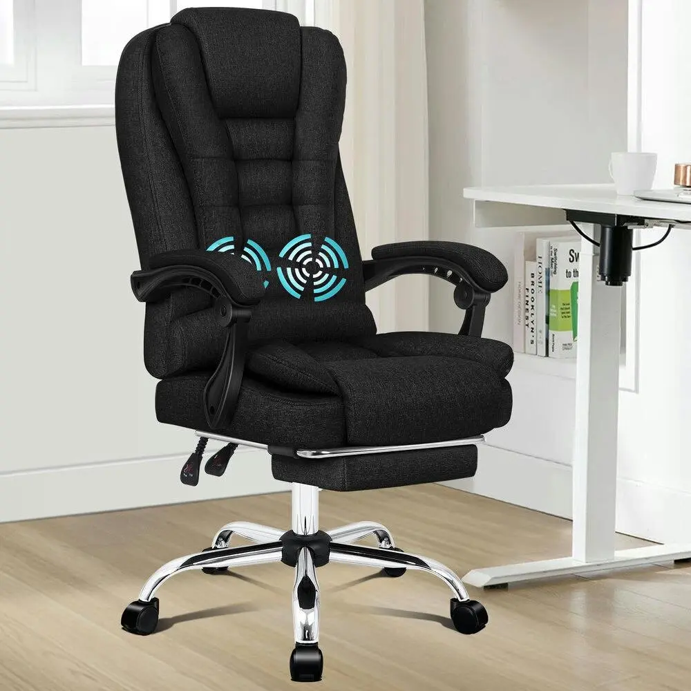 Alfordson Massage Office Chair Fabric Seat Black - Furniture