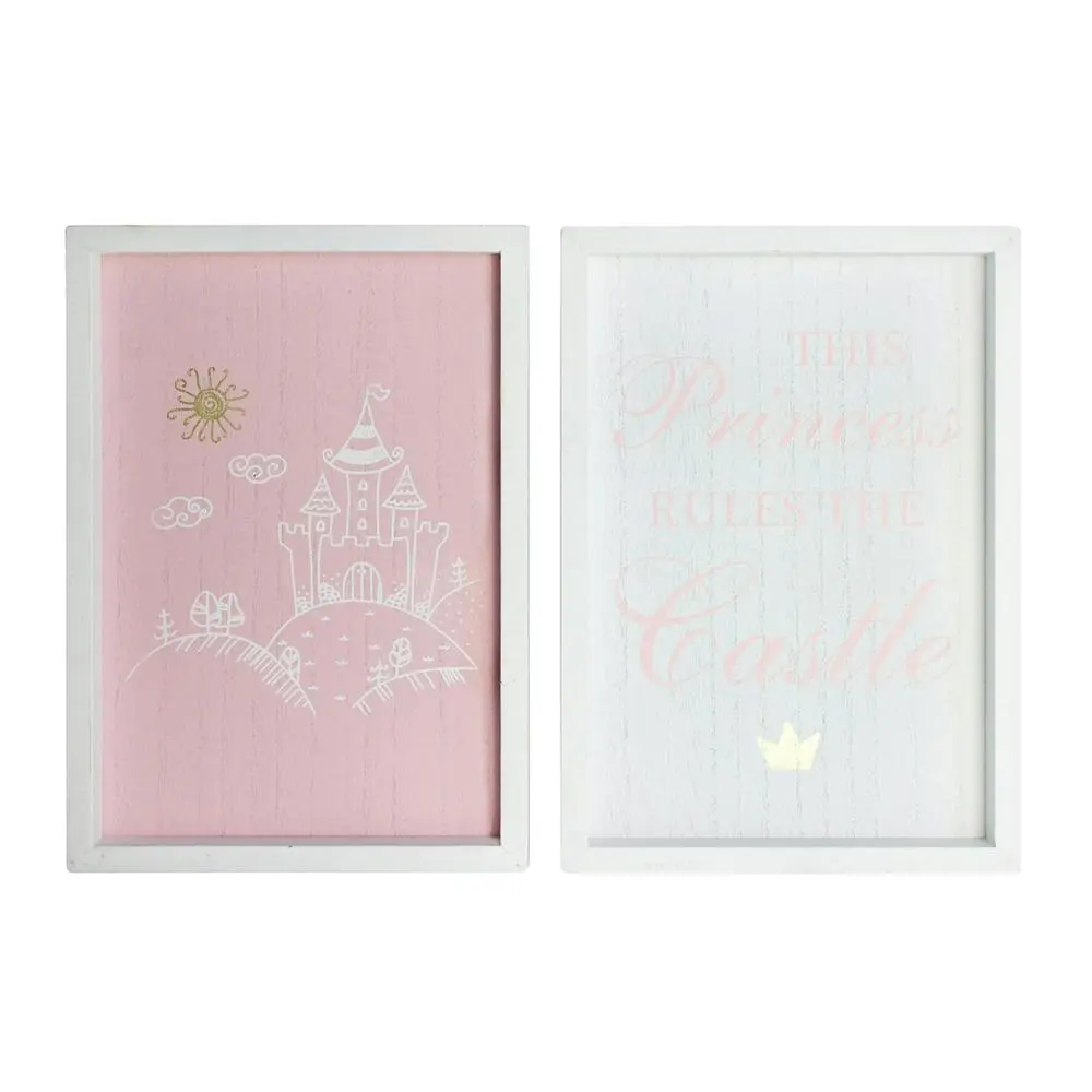 2pc Decorative MDF 20x28cm Princess Rules Wall Hanging Sign Home Room Decor Set - Home & Garden